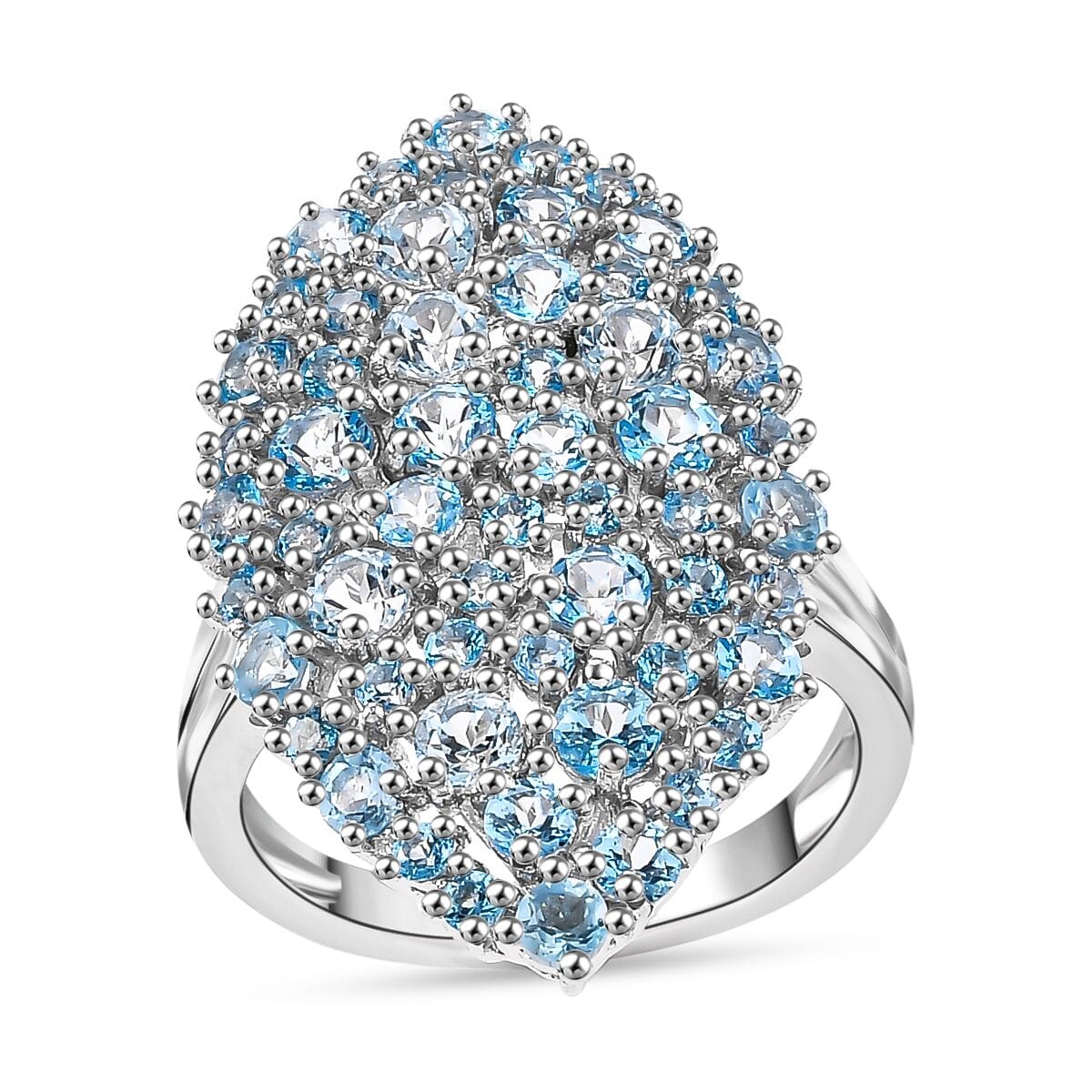 Karis Signity Blue Topaz and Electric Blue Topaz 3.35 ctw Arctic Dream Ring in Platinum Bond (Size 7.0)  image number 0