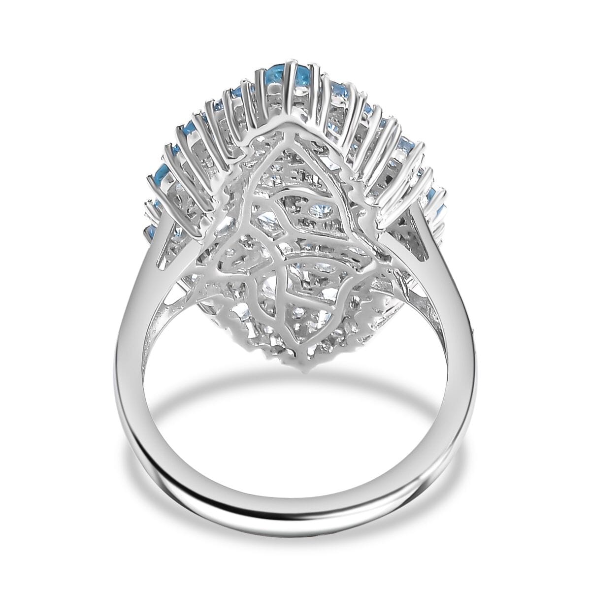 Karis Signity Blue Topaz and Electric Blue Topaz 3.35 ctw Arctic Dream Ring in Platinum Bond (Size 7.0)  image number 4