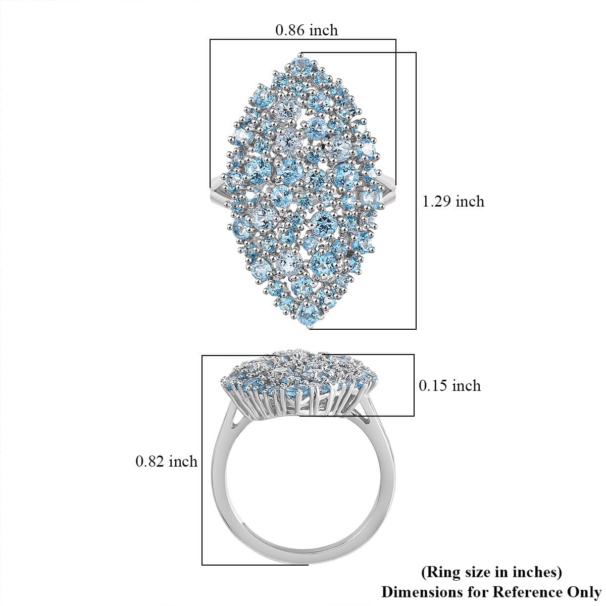Karis Signity Blue Topaz and Electric Blue Topaz 3.35 ctw Arctic Dream Ring in Platinum Bond (Size 7.0)  image number 5