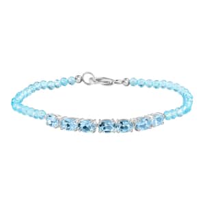 Sky Blue Topaz and Betroka Blue Apatite 13.40 ctw Bracelet in Sterling Silver (7.25 In)