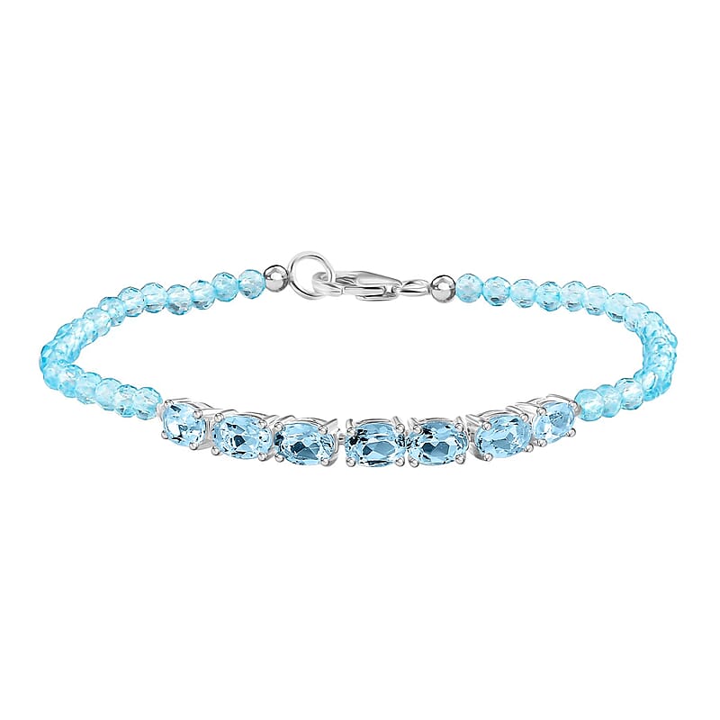 D'Joy Sky Blue Topaz and Betroka Blue Apatite 13.40 ctw Bracelet in Sterling Silver (7.25 In)