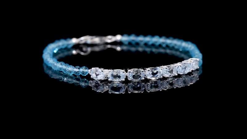 D'Joy Sky Blue Topaz and Betroka Blue Apatite 13.40 ctw Bracelet in Sterling Silver (7.25 In)