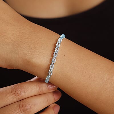 D'Joy Sky Blue Topaz and Betroka Blue Apatite 13.40 ctw Bracelet in Sterling Silver (7.25 In)