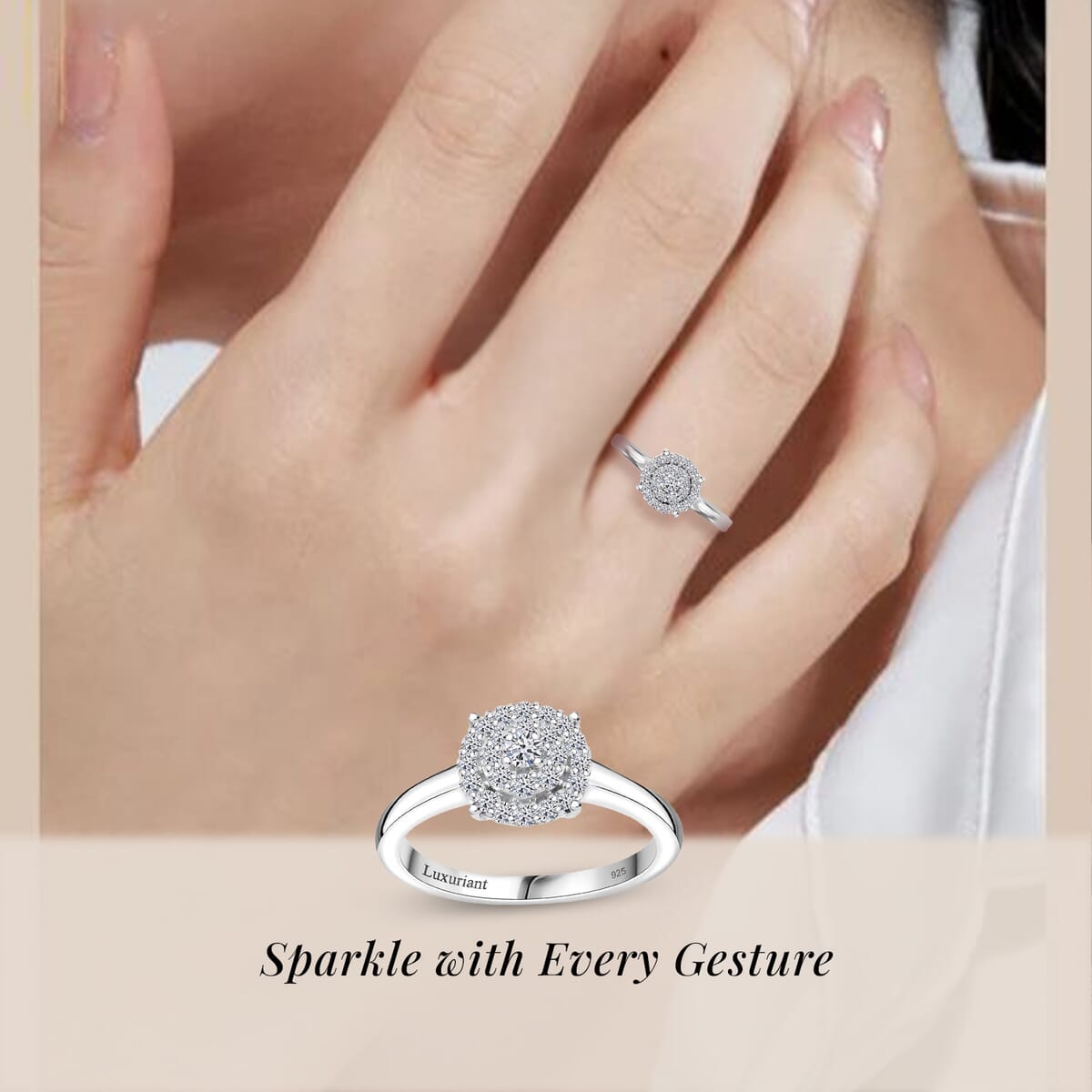 Luxuriant Lab Grown Diamond SI 0.35 ctw Ring in Rhodium Over Sterling Silver (Size 6.0) image number 1