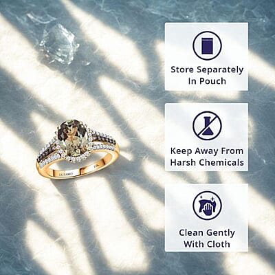 Luxoro 14K Yellow Gold AAA Turkizite, Nature Champagne and White Diamond (I2) Ring (Size 5.0) 2.40 ctw