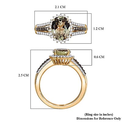 Luxoro AAA Turkizite, I2 Natural Champagne and Diamond 2.40 ctw Vintage Luxe Ring in 14K Yellow Gold (Size 7.0)