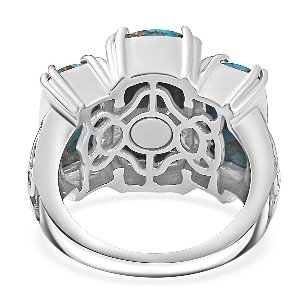 Matrix Fire Opal 7.25 ctw 3 Stone Ring in Platinum Over Copper with Magnet (Size 11.0) image number 4