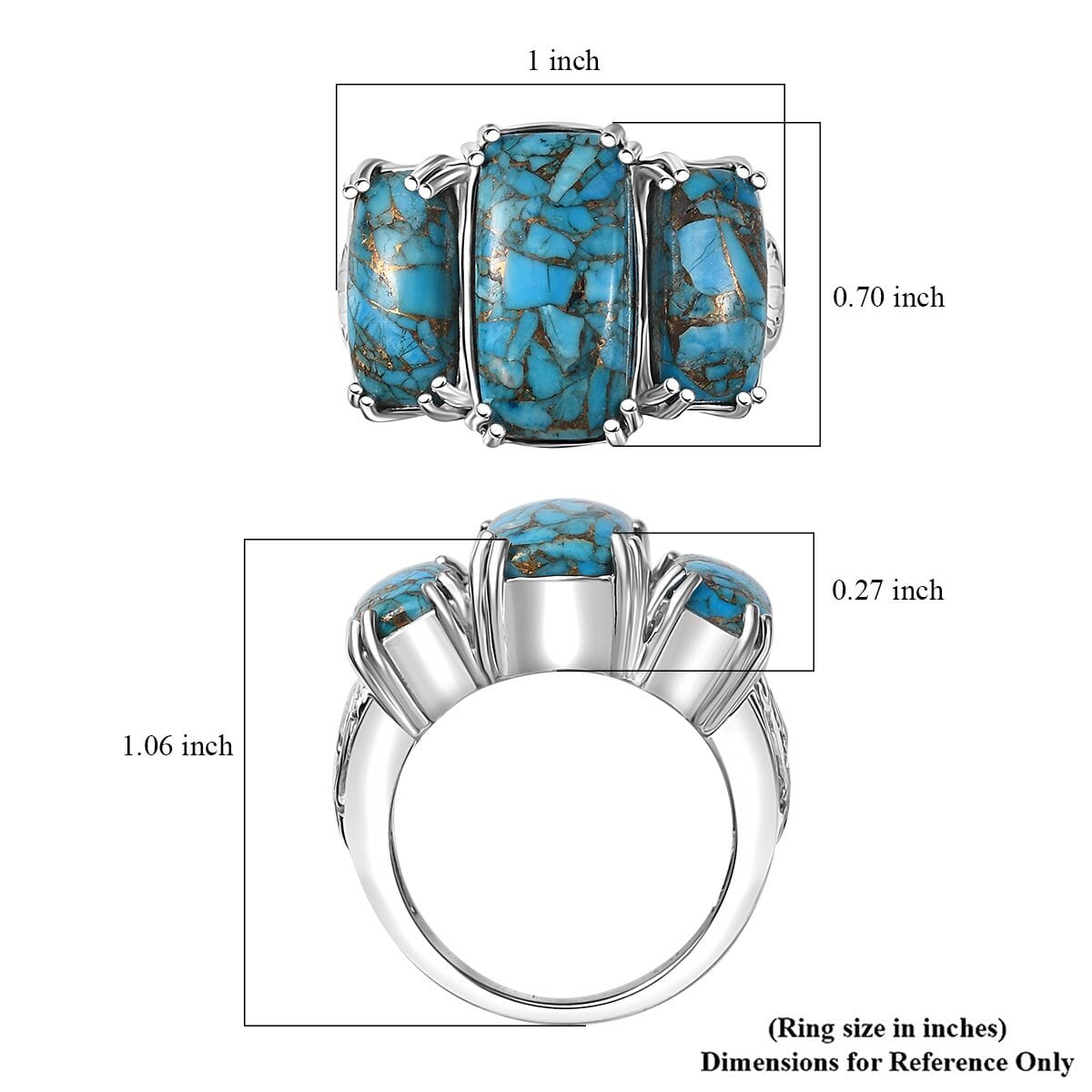 Matrix Fire Opal 7.25 ctw 3 Stone Ring in Platinum Over Copper with Magnet (Size 11.0) image number 5