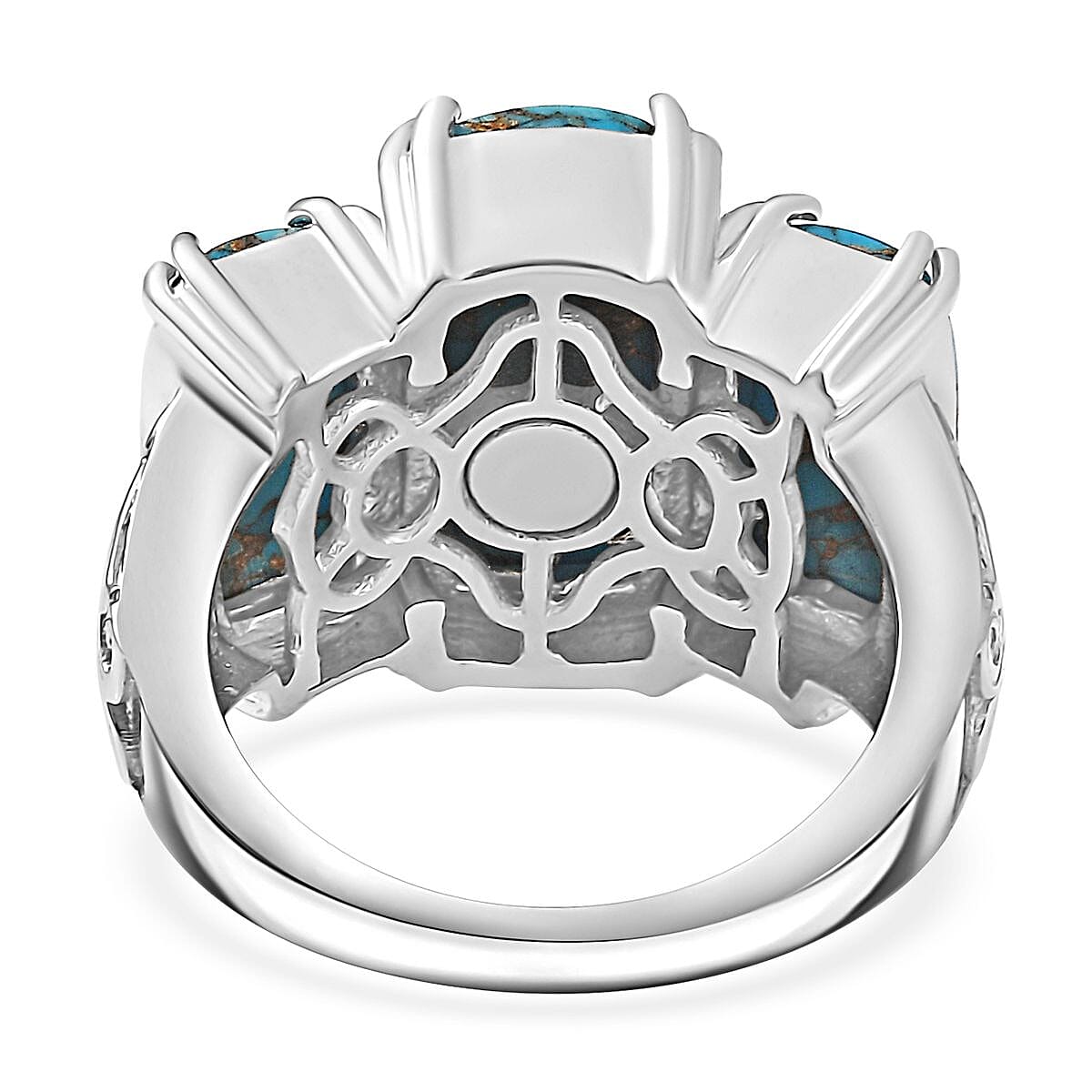 Matrix Fire Opal 7.25 ctw 3 Stone Ring in Platinum Over Copper with Magnet (Size 7.0) image number 4