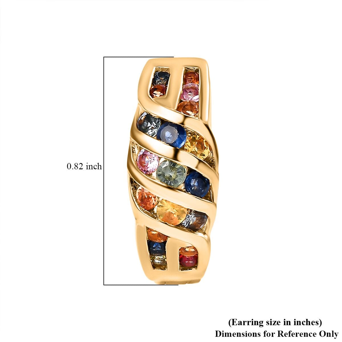 D'Joy Multi Sapphire 2.90 ctw Wave Earrings in 18K Vermeil Yellow Gold Over Sterling Silver image number 4