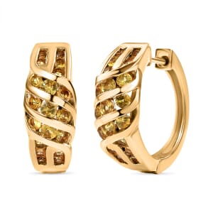 D'Joy Madagascar Yellow Sapphire 2.90 ctw Wave Earrings in 18K Vermeil Yellow Gold Over Sterling Silver