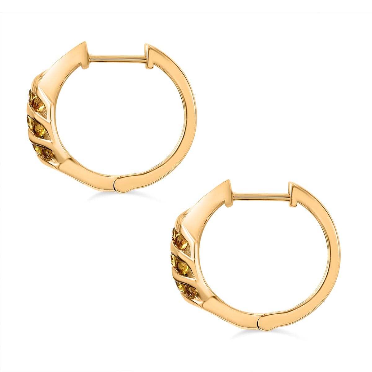 D'Joy Madagascar Yellow Sapphire 2.90 ctw Wave Earrings in 18K Vermeil Yellow Gold Over Sterling Silver image number 3