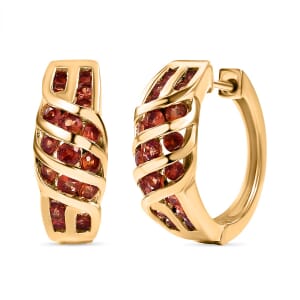 D'Joy Madagascar Orange Sapphire 2.90 ctw Wave Earrings in 18K Vermeil Yellow Gold Over Sterling Silver