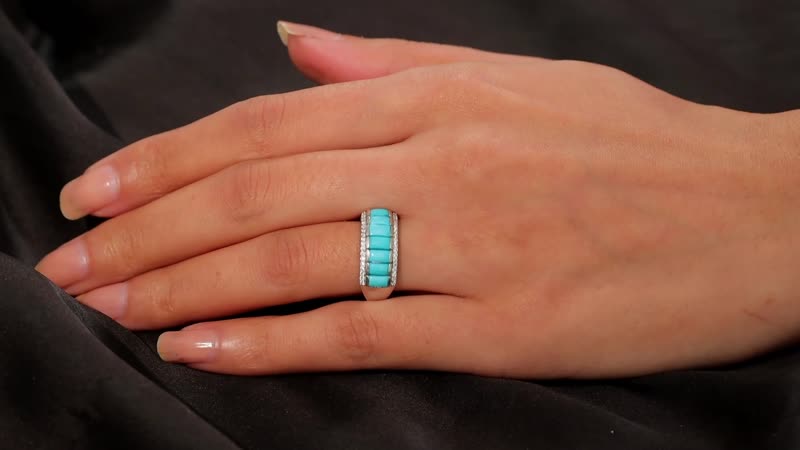 Sleeping Beauty Turquoise, 7 Gemstone Ring in 18K Vermeil YG Over Sterling Silver (Size 6.0)
