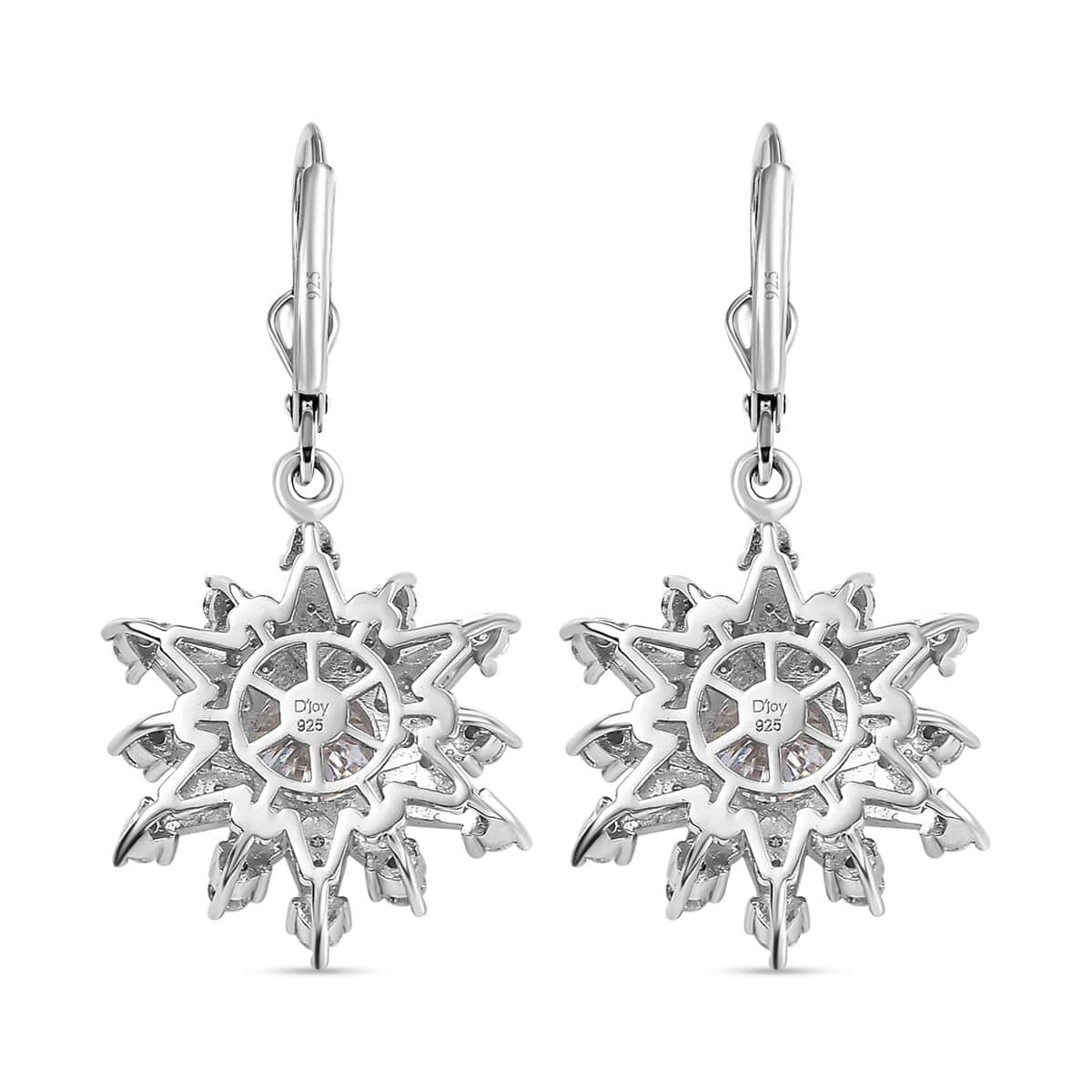 Crisantemo Cut Moissanite 3.75 ctw Snowflake Earrings in Rhodium Over Sterling Silver image number 3