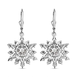 D'Joy Crisantemo Cut Moissanite 3.75 ctw Snowflake Earrings in Rhodium Over Sterling Silver