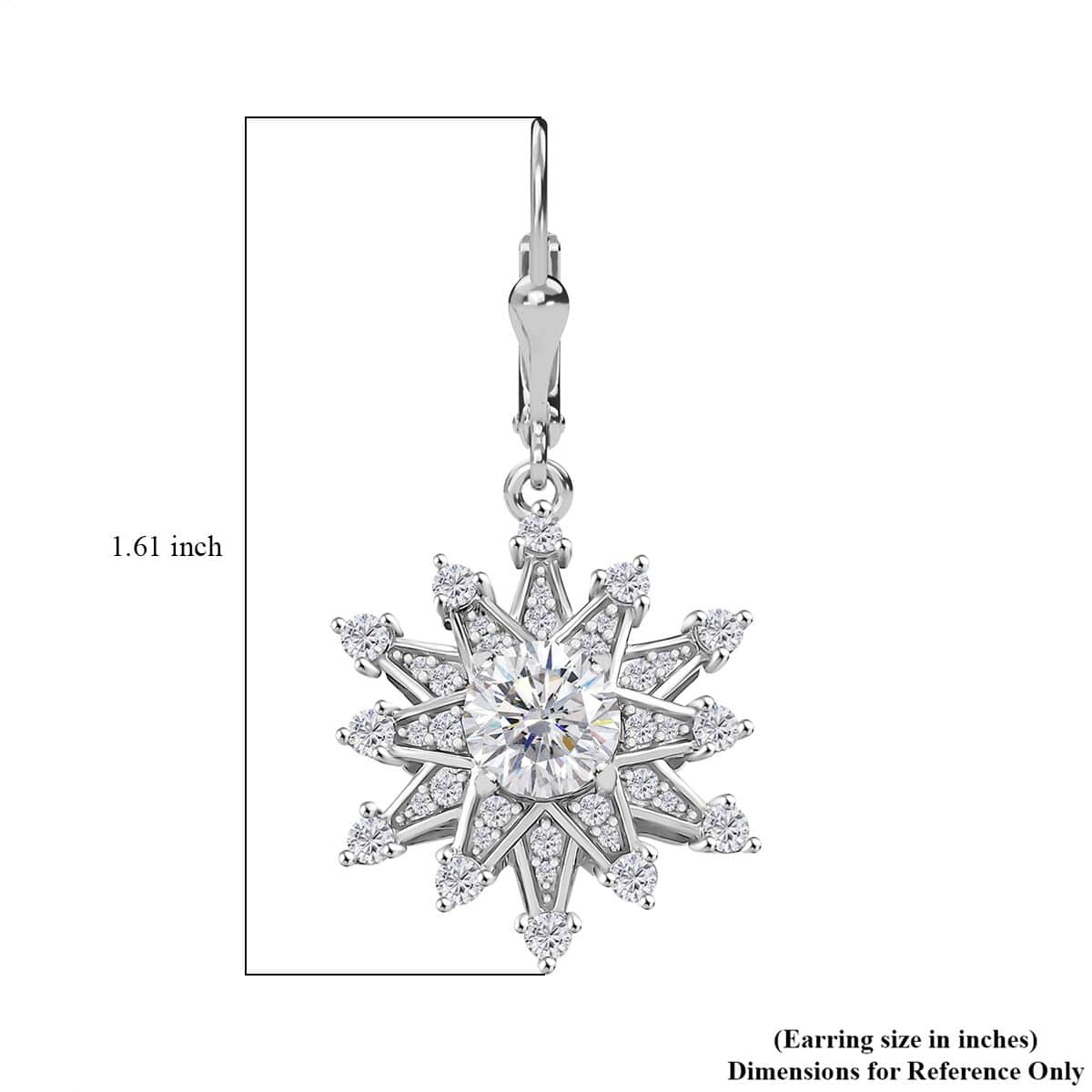 Crisantemo Cut Moissanite 3.75 ctw Snowflake Earrings in Rhodium Over Sterling Silver image number 4