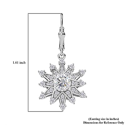 D'Joy Crisantemo Cut Moissanite 3.75 ctw Snowflake Earrings in Rhodium Over Sterling Silver