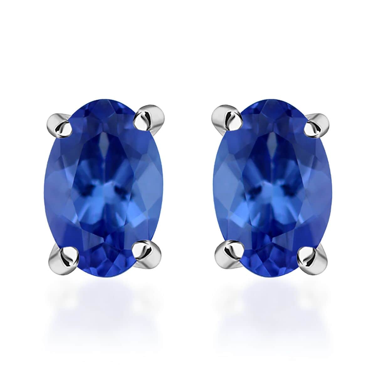 AAA Tanzanite 1.00 ctw Solitaire Stud Earrings in Rhodium Over Sterling Silver image number 0