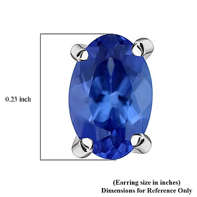 D'Joy AAA Tanzanite 1.00 ctw Solitaire Stud Earrings in Rhodium Over Sterling Silver