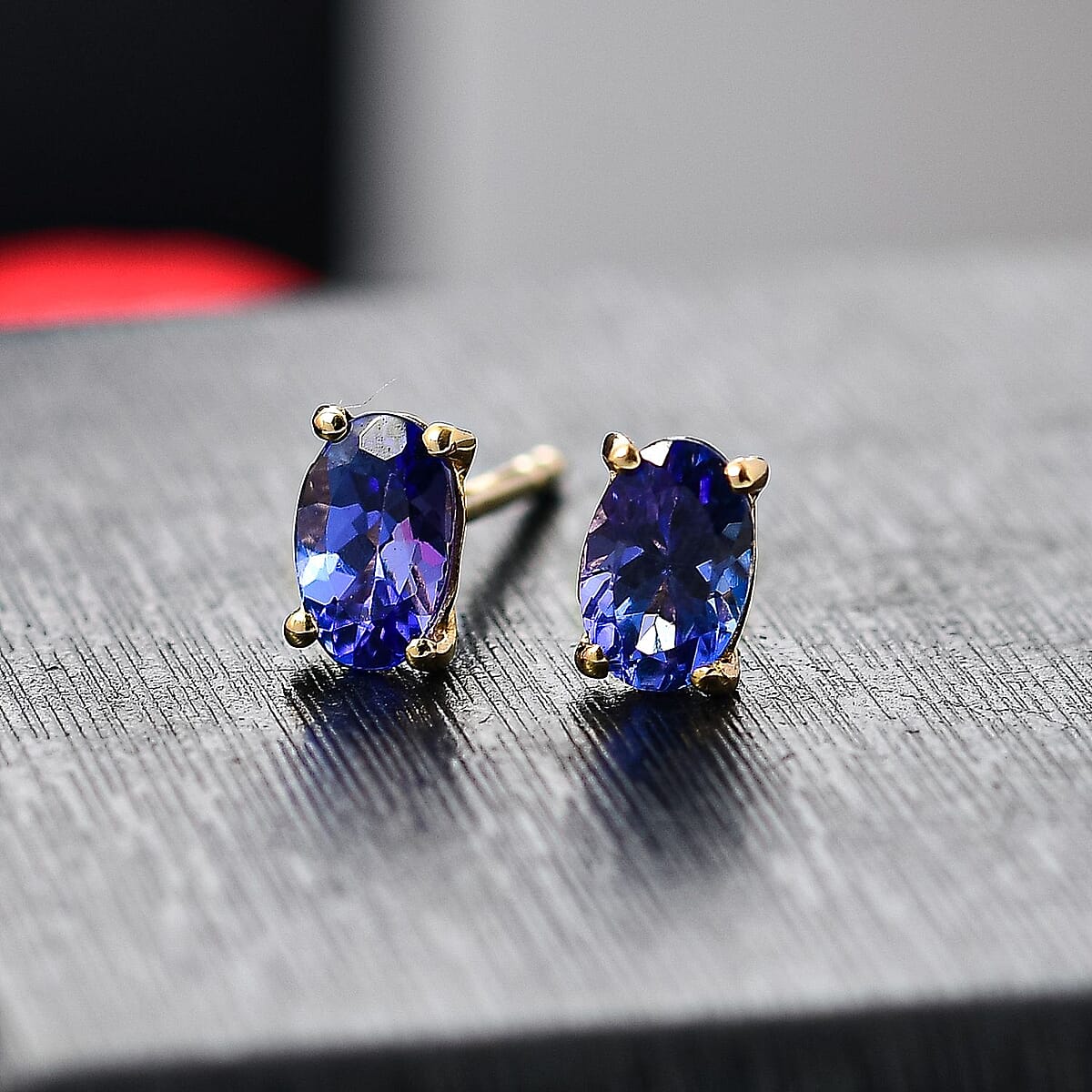 AAA Tanzanite 1.00 ctw Solitaire Stud Earrings in 18K Vermeil Yellow Gold Over Sterling Silver image number 1
