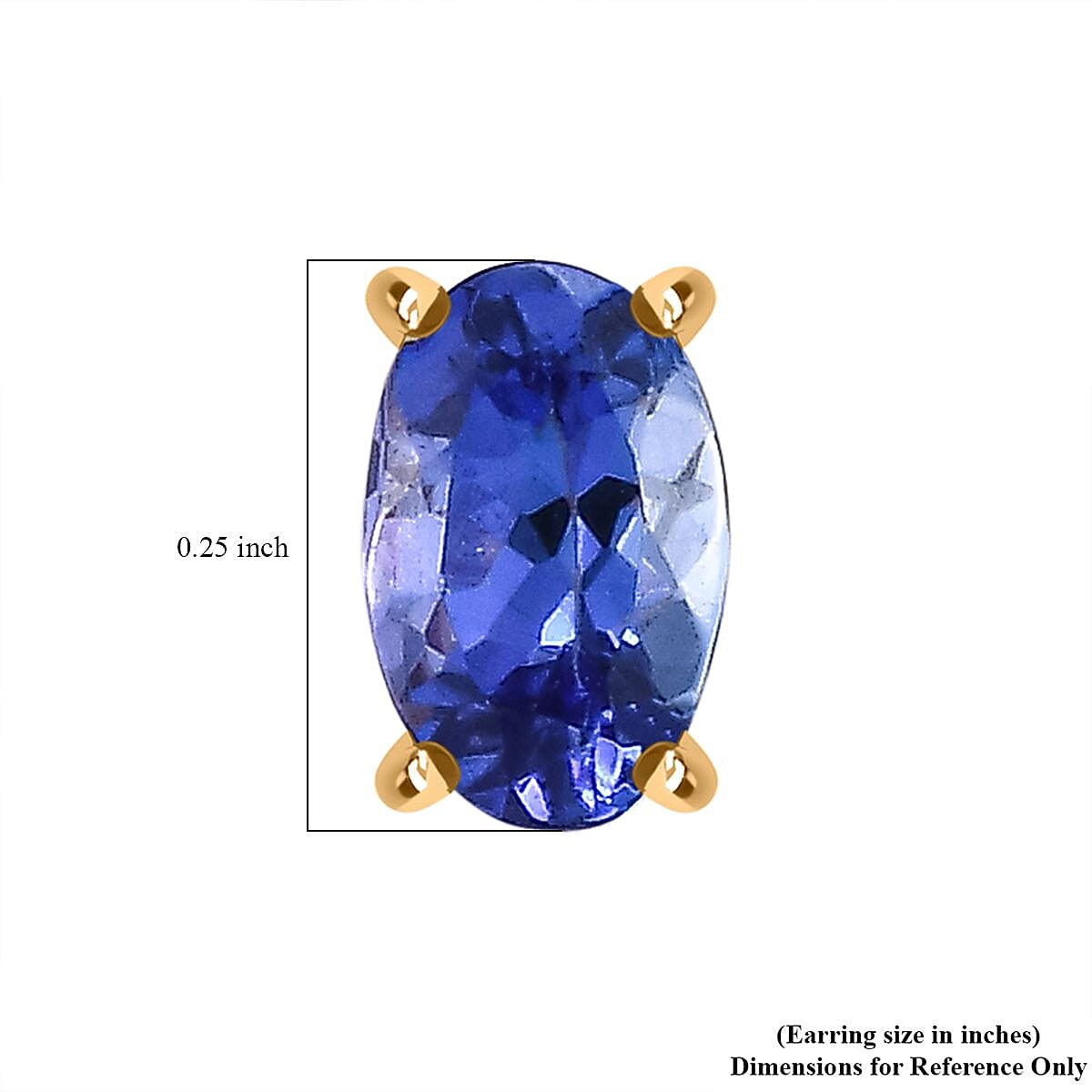 AAA Tanzanite 1.00 ctw Solitaire Stud Earrings in 18K Vermeil Yellow Gold Over Sterling Silver image number 4