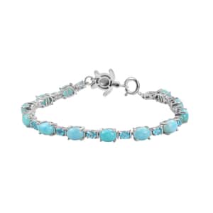 Larimar and Multi Gemstone 14.90 ctw Turtle Bracelet in Rhodium Over Sterling Silver (7.25 In)