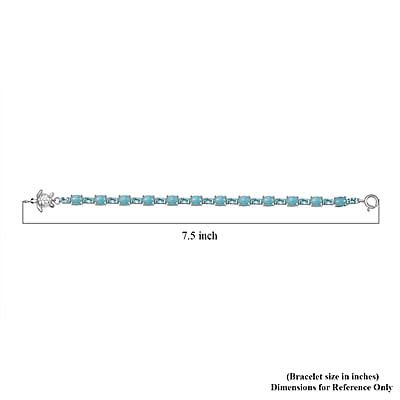 D'Joy Larimar and Multi Gemstone 14.90 ctw Turtle Bracelet in Rhodium Over Sterling Silver (7.25 In)