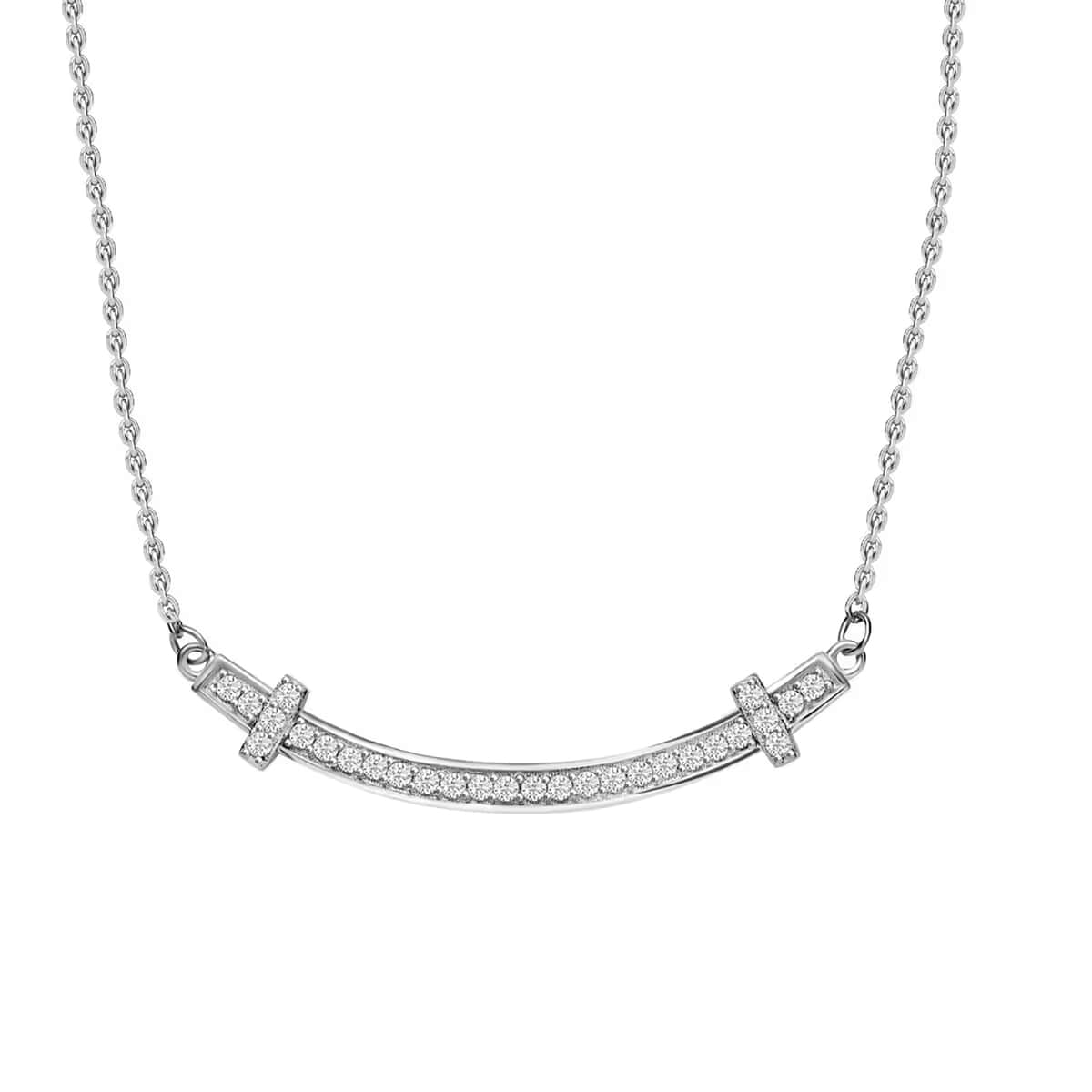 Moissanite 0.50 ctw Necklace 18 Inches in Rhodium Over Sterling Silver image number 0