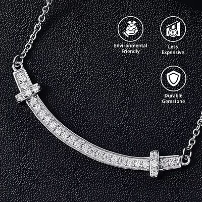 D'Joy Moissanite 0.50 ctw Necklace 18 Inches in Rhodium Over Sterling Silver