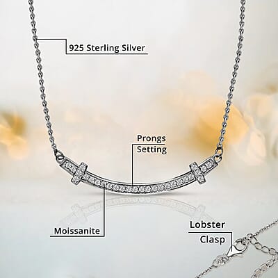 D'Joy Moissanite 0.50 ctw Necklace 18 Inches in Rhodium Over Sterling Silver