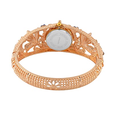 Strada Multi Color Austrian Crystal, Enameled Japanese Movement Bangle Watch in Goldtone (23.1mm) (6.5-7.0In)