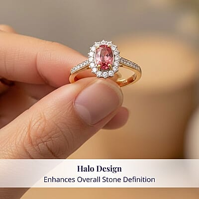 Certified & Appraised Luxoro AAA Padparadscha Sapphire (BT) 11.0) and I2 Diamond 1.56 ctw Halo Ring in 14K Yellow Gold (Size 10.0)