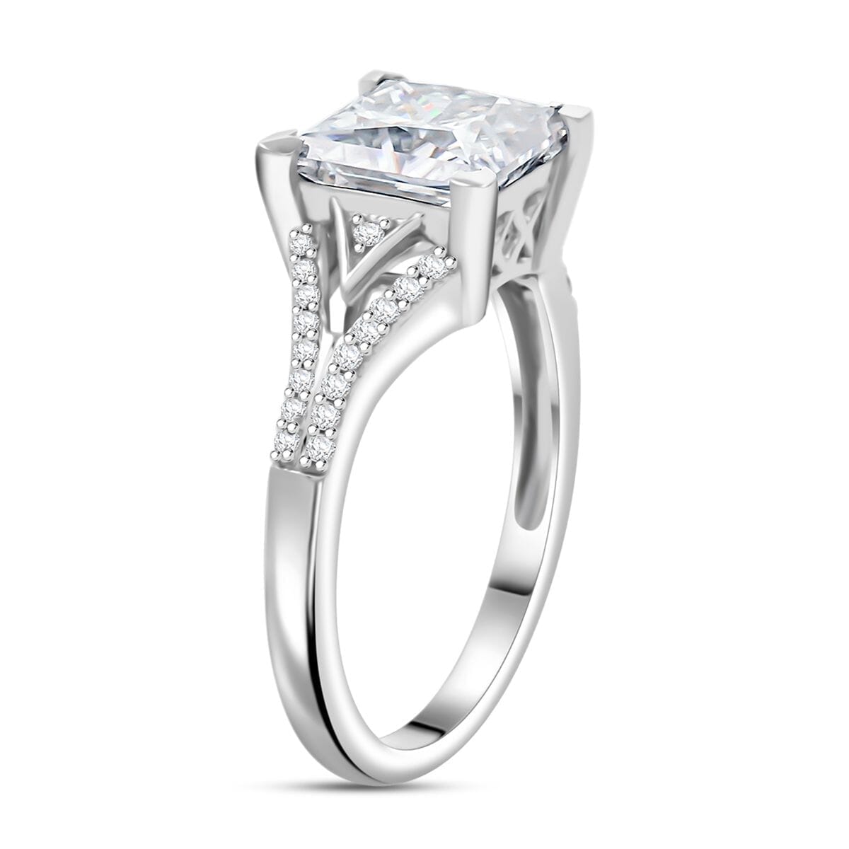 Moissanite 3.00 ctw Ring in 10K White Gold (Size 8.5) image number 3