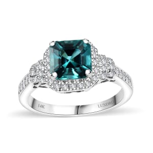 Luxoro AAA Pirineu Lagoon Tourmaline and I2 Diamond 2.32 ctw Ring in 14K White Gold (Size 6.0)