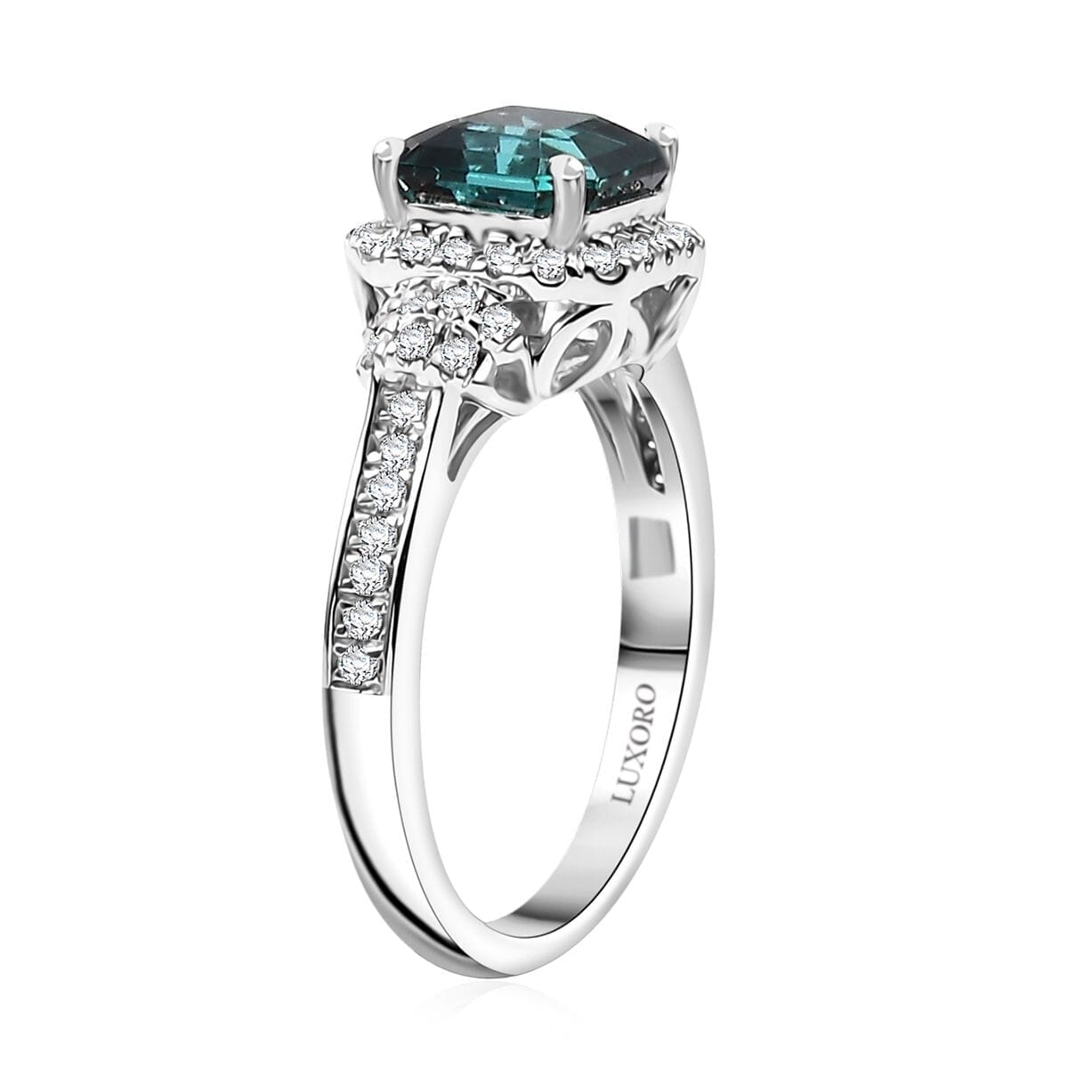 Luxoro AAA Pirineu Lagoon Tourmaline and I2 Diamond 2.32 ctw Ring in 14K White Gold (Size 6.0) image number 3