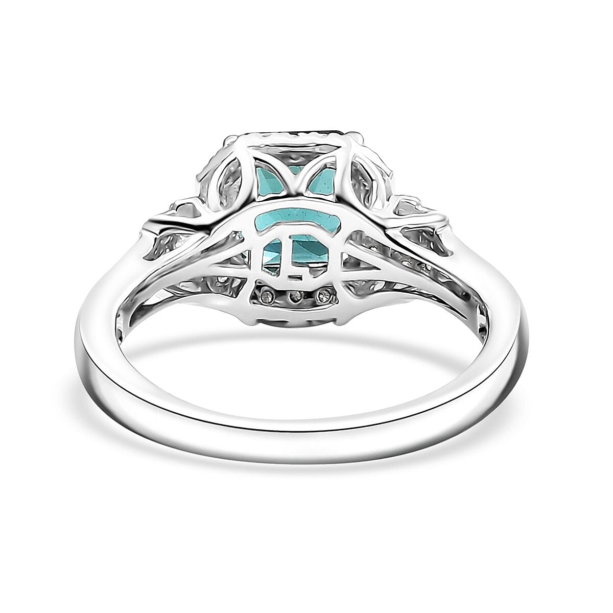 Luxoro AAA Pirineu Lagoon Tourmaline and I2 Diamond 2.32 ctw Ring in 14K White Gold (Size 8.0) image number 4