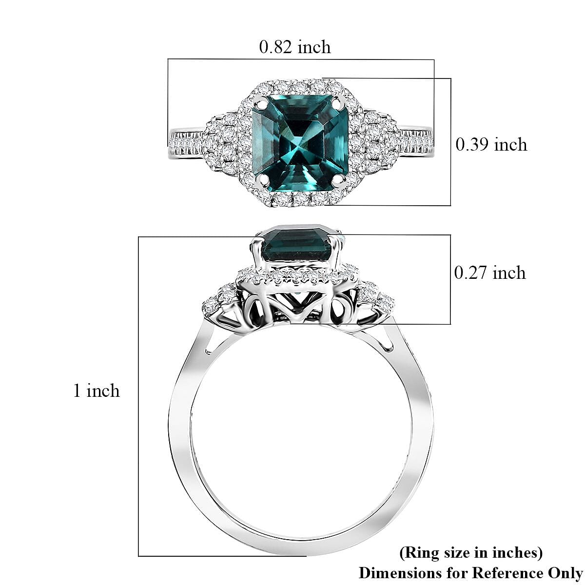 Luxoro AAA Pirineu Lagoon Tourmaline and I2 Diamond 2.32 ctw Ring in 14K White Gold (Size 8.0) image number 5