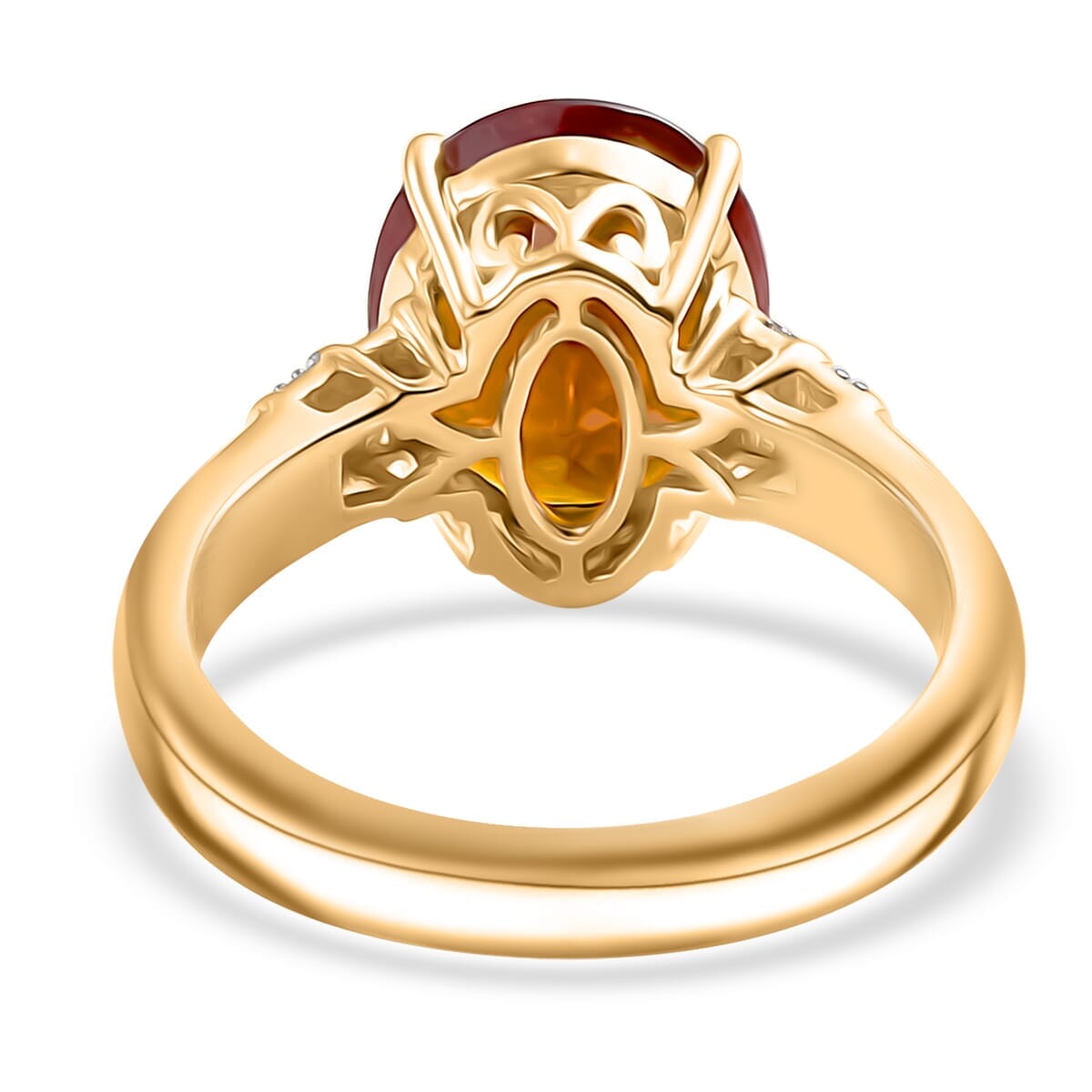 Luxoro Premium Ceylon Hessonite Garnet and G-H I2 Diamond 6.00 ctw Ring in 10K Yellow Gold (Size 9.5) 4.50 Grams (Del. in 10-12 Days) image number 4