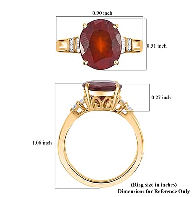Luxoro Premium Ceylon Hessonite Garnet and G-H I2 Diamond 6.00 ctw Ring in 10K Yellow Gold (Size 10.0) 4.50 Grams (Del. in 10-12 Days)