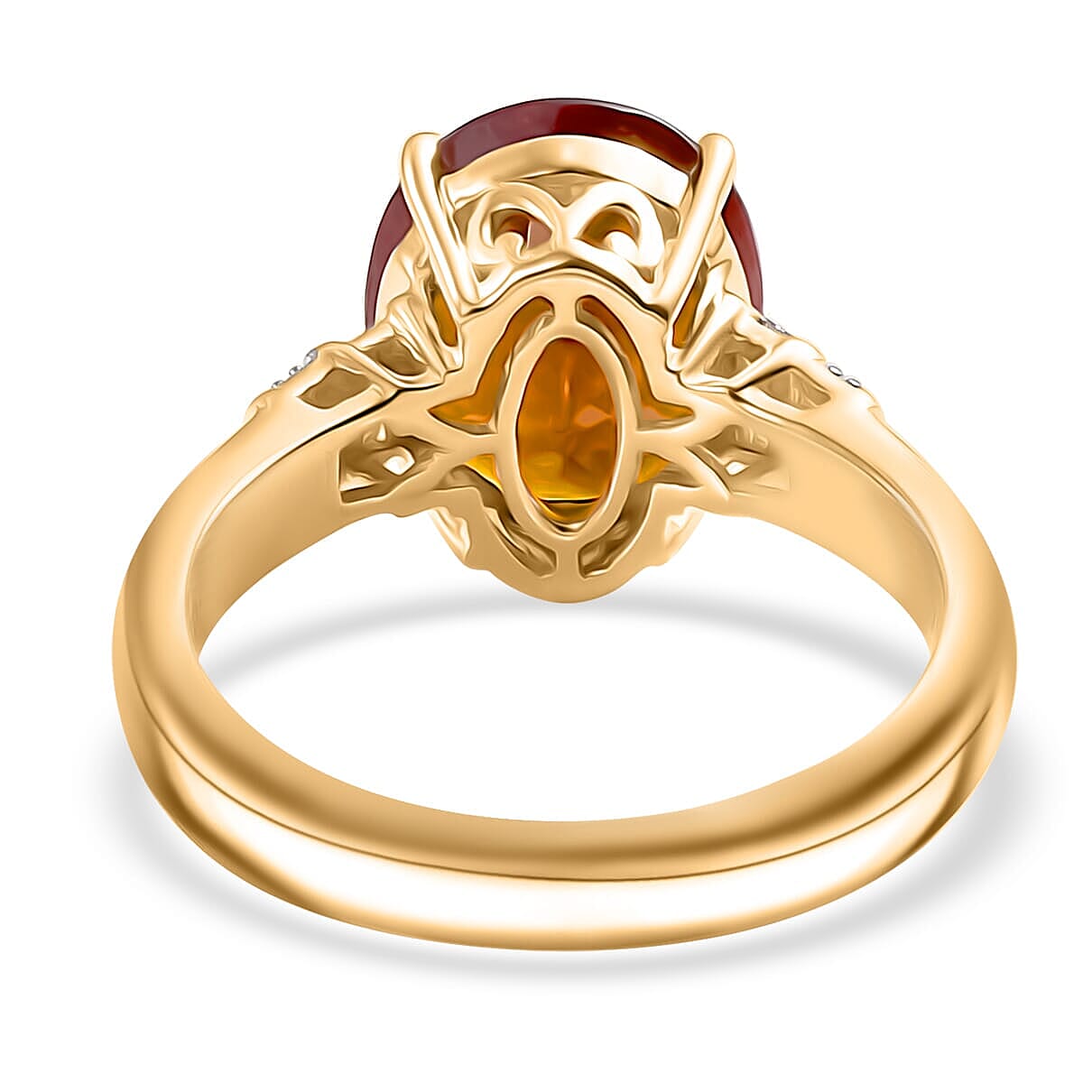 Luxoro Premium Ceylon Hessonite Garnet and G-H I2 Diamond 6.00 ctw Ring in 10K Yellow Gold (Size 11.0) 4.50 Grams (Del. in 10-12 Days) image number 4
