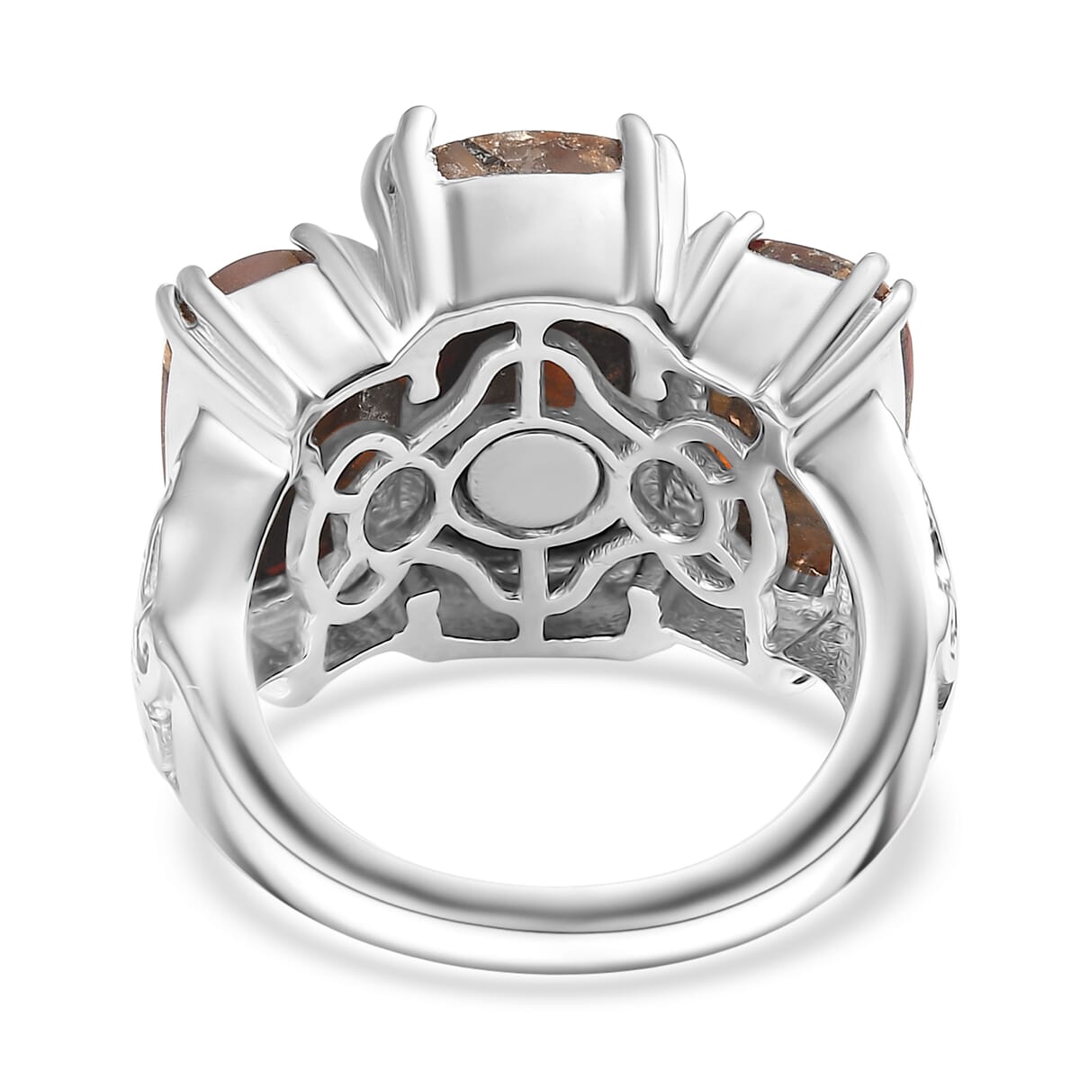 Matrix Fire Opal 8.90 ctw 3 Stone Ring in Platinum Over Copper with Magnet (Size 7.0) image number 4