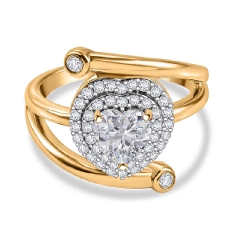 Moissanite and Kanchanaburi Blue Sapphire 1.41 ctw Fancy Ring in Vermeil Yellow Gold Over Sterling Silver (Size 9)