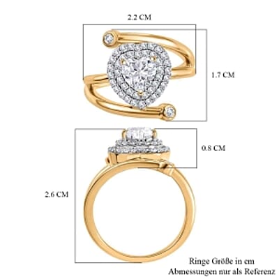 Moissanite and Kanchanaburi Blue Sapphire 1.41 ctw Fancy Ring in Vermeil Yellow Gold Over Sterling Silver (Size 9)