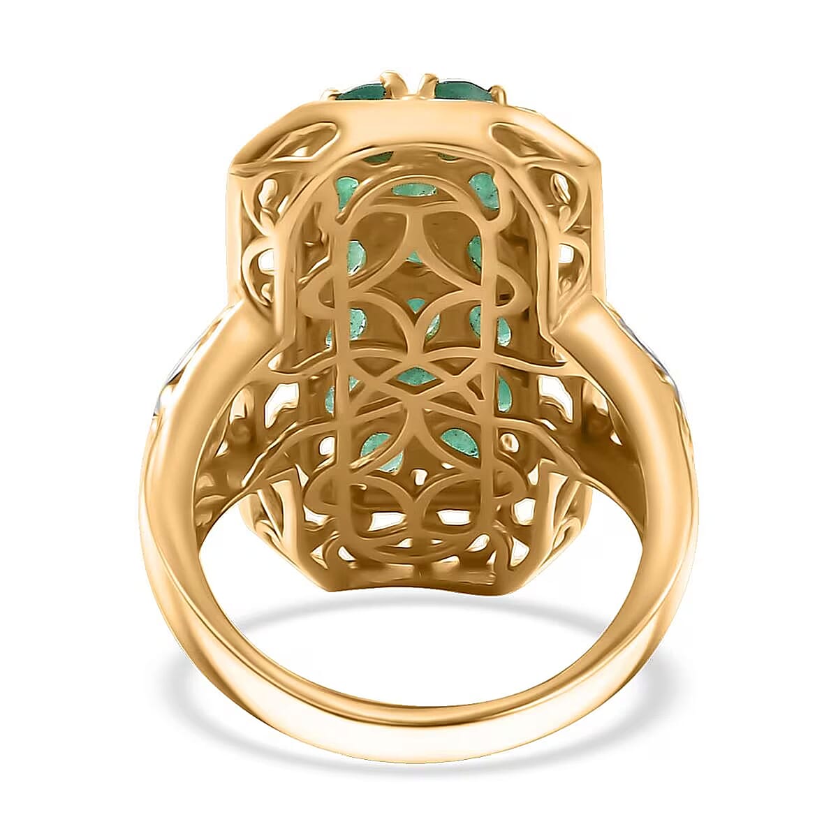 Kagem Zambian Emerald 2.60 ctw Royal Mosaic Ring in 18K Vermeil Yellow Gold Over Sterling Silver (Size 6.0) image number 6