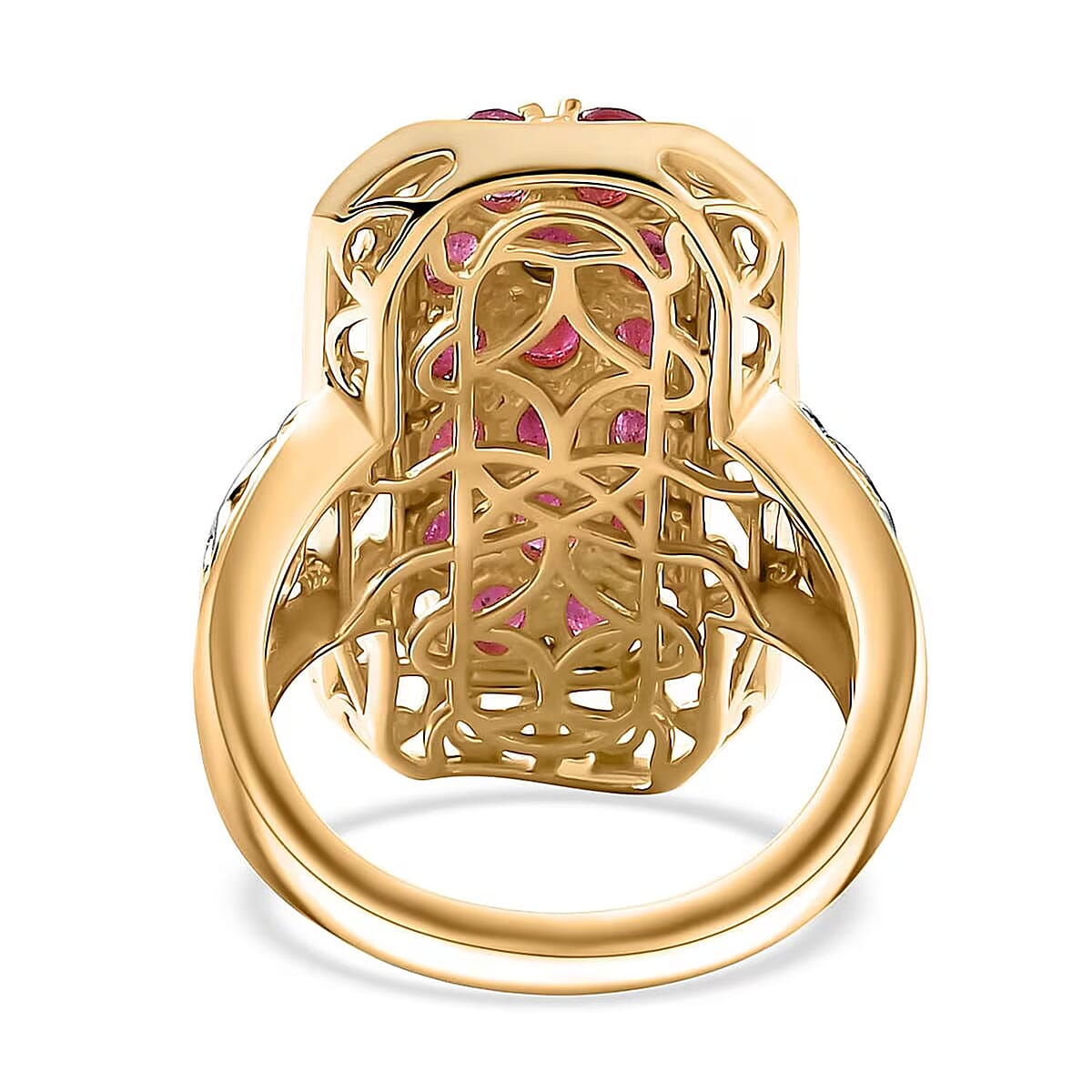 D'Joy Mozambique Ruby 3.35 ctw Royal Mosaic Ring in 18K Vermeil Yellow Gold Over Sterling Silver (Size 6.0) image number 6