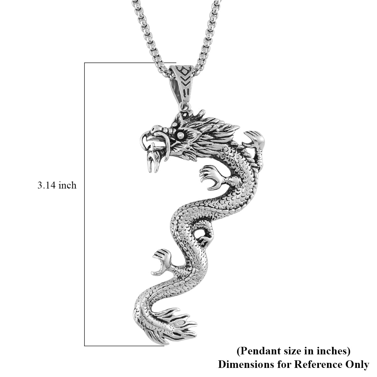 Dragon Pendent Necklace in Black Oxidized Stainless Steel 23.5 Inches image number 5