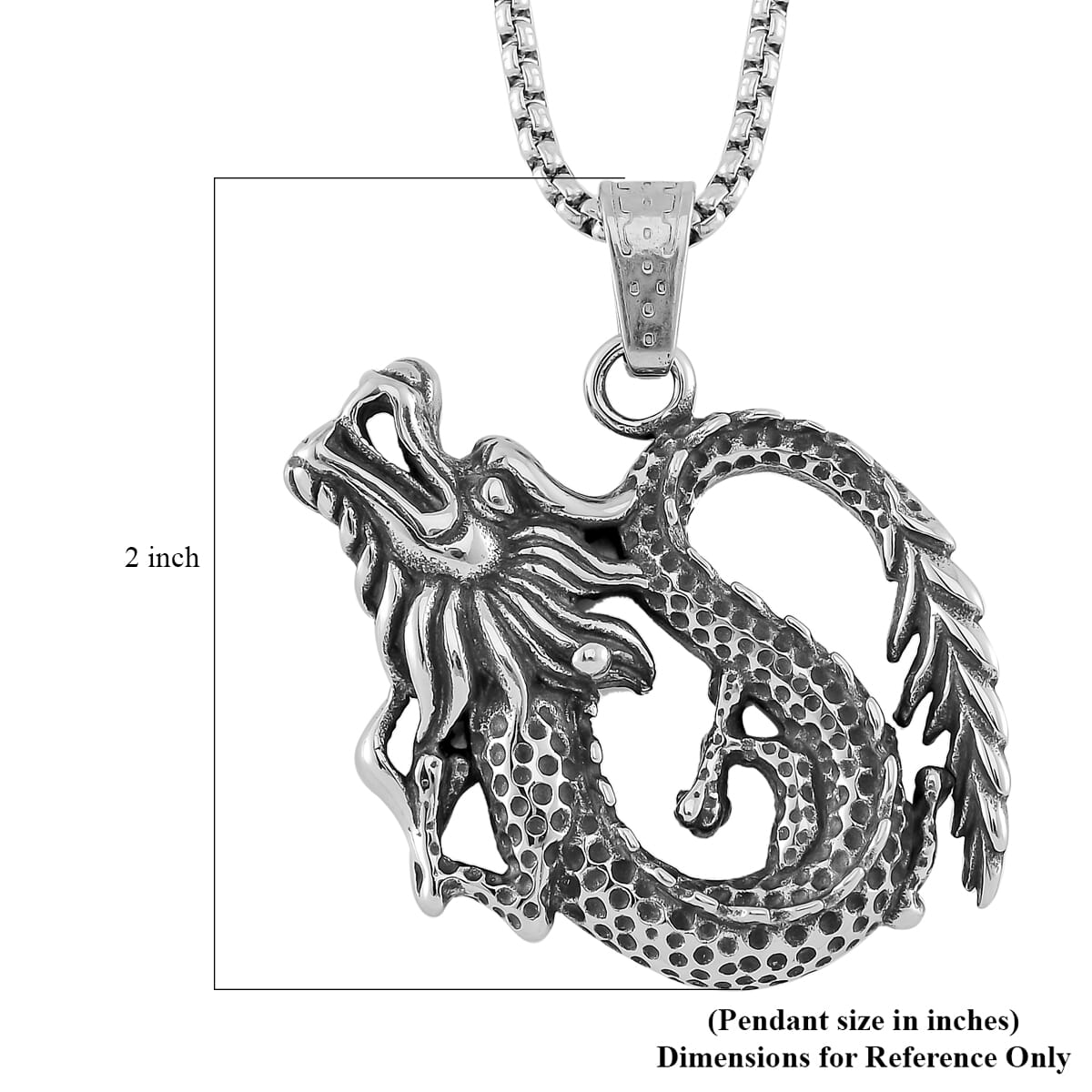 Dragon Pendent Necklace in Black Oxidized Stainless Steel 23.5 Inches image number 5