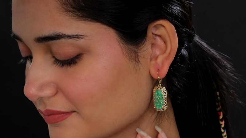 TLV Kagem Zambian Emerald Cluster Earring in 18K Vermeil YG Over Sterling Silver 5.00 ctw