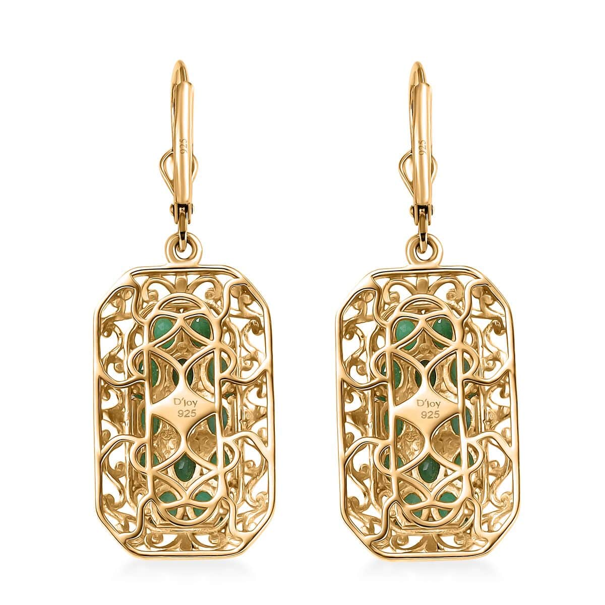 Kagem Zambian Emerald 4.50 ctw Royal Mosaic Earrings in Rhodium and 18K Vermeil YG Over Sterling Silver image number 3